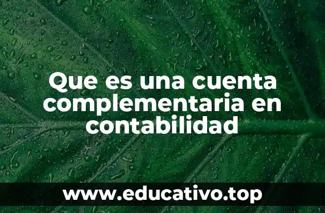 Que es una cuenta complementaria en contabilidad