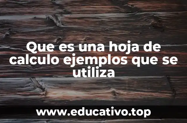 Que es una hoja de calculo ejemplos que se utiliza