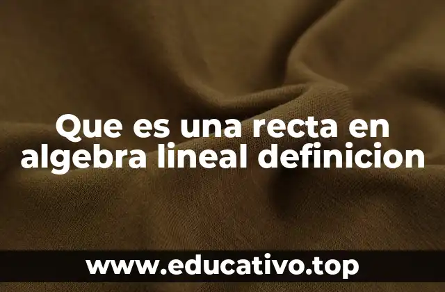 Que es una recta en algebra lineal definicion