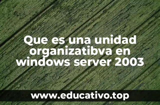 Que es una unidad organizatibva en windows server 2003