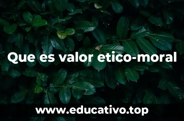Que es valor etico-moral