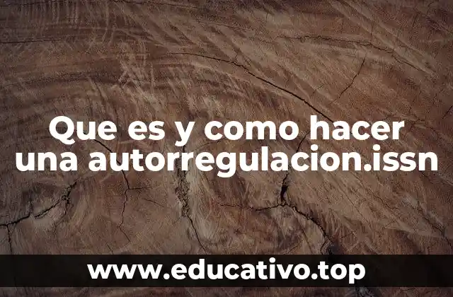 Que es y como hacer una autorregulacion.issn