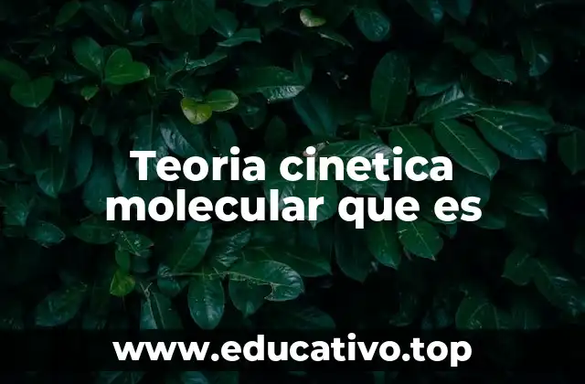 Teoria cinetica molecular que es
